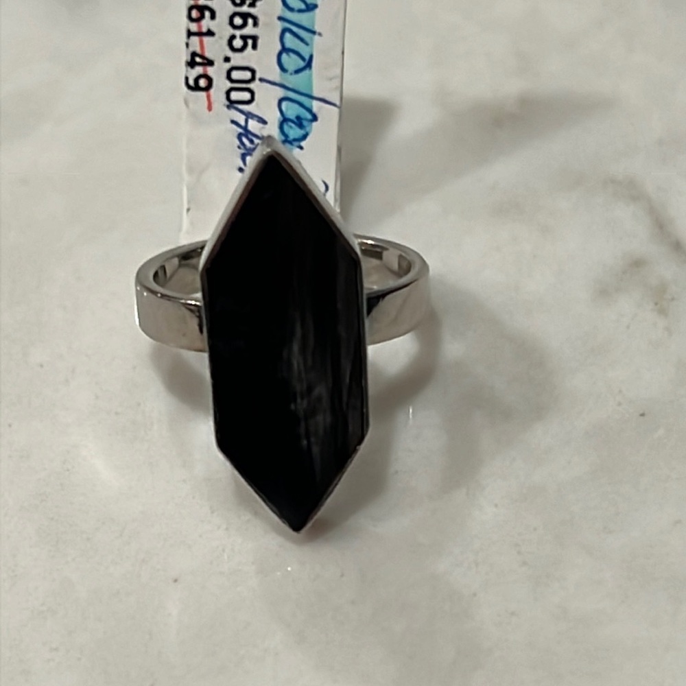 Soko Trapezoid Black Brown Cow Horn Ring Size 10